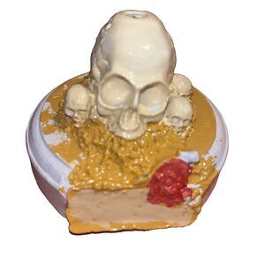 Hand Painted Skull/Bones Trinket Holder/Plaque Decor for Collectors Figurine (1)